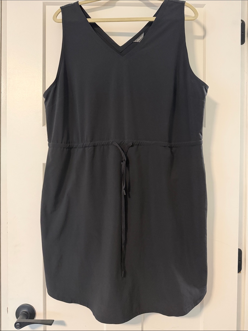 Eddie Bauer Black Departure V-Neck Drawstring Mini Dress
